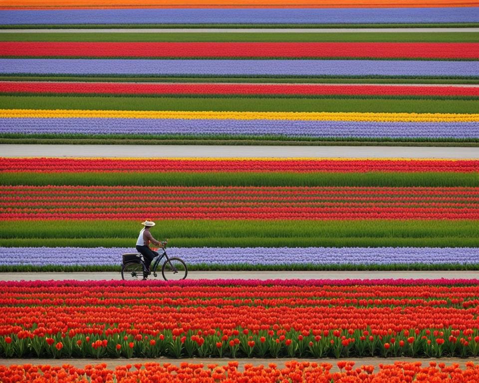 Tulpenvelden in Nederland in de lente