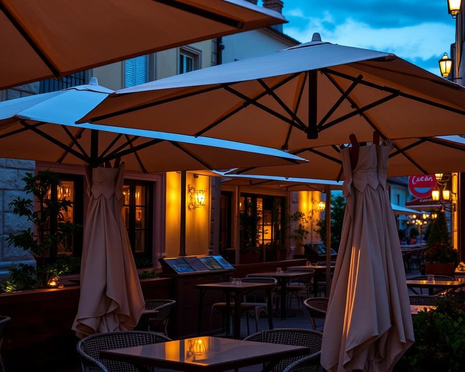 Opklapbare parasols met ingebouwde LED-verlichting